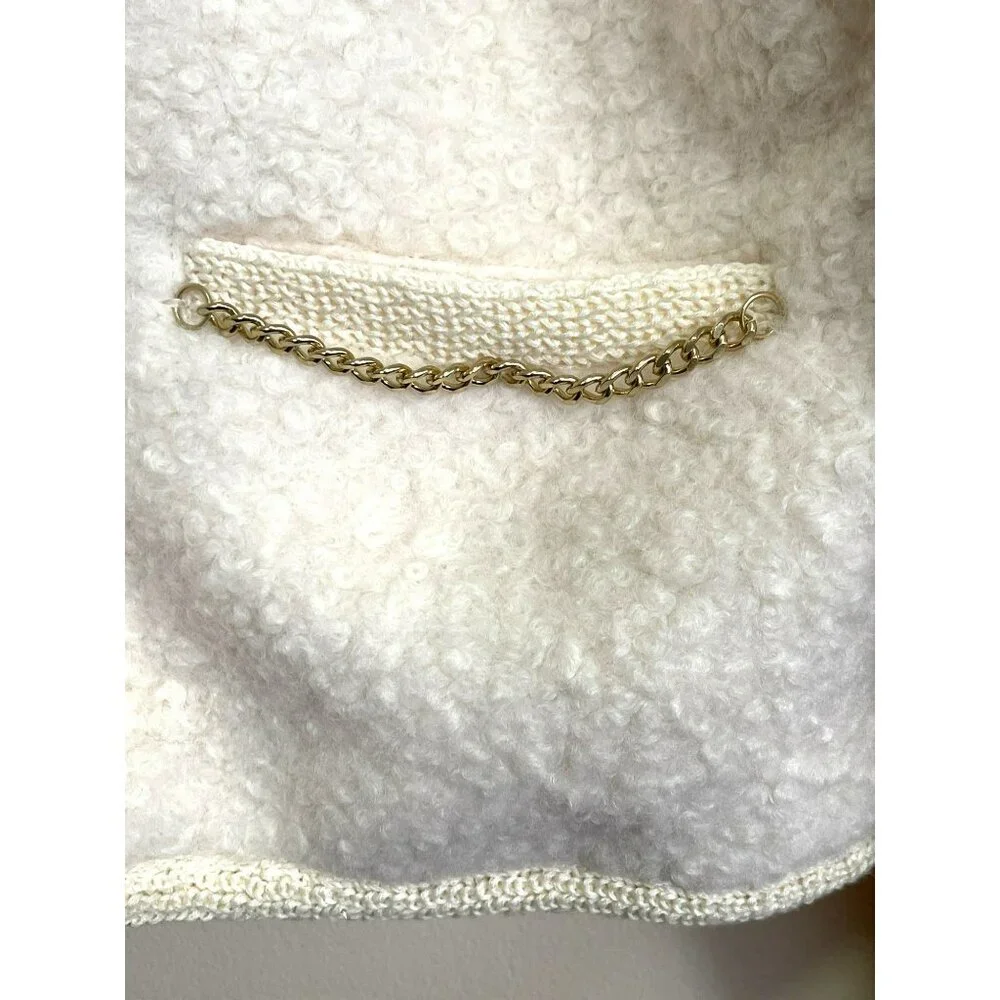 Future Collective Ivory Boucle Jacket Chain Pocket Size Large NEW